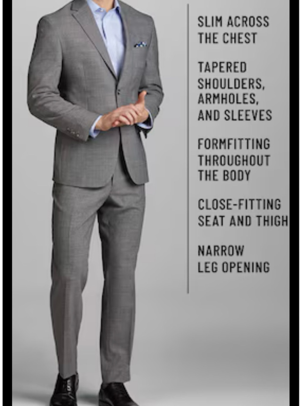 Joseph Abboud Slim Fit suit Wool 3-Piece Suit in Gray Size 40 NWT